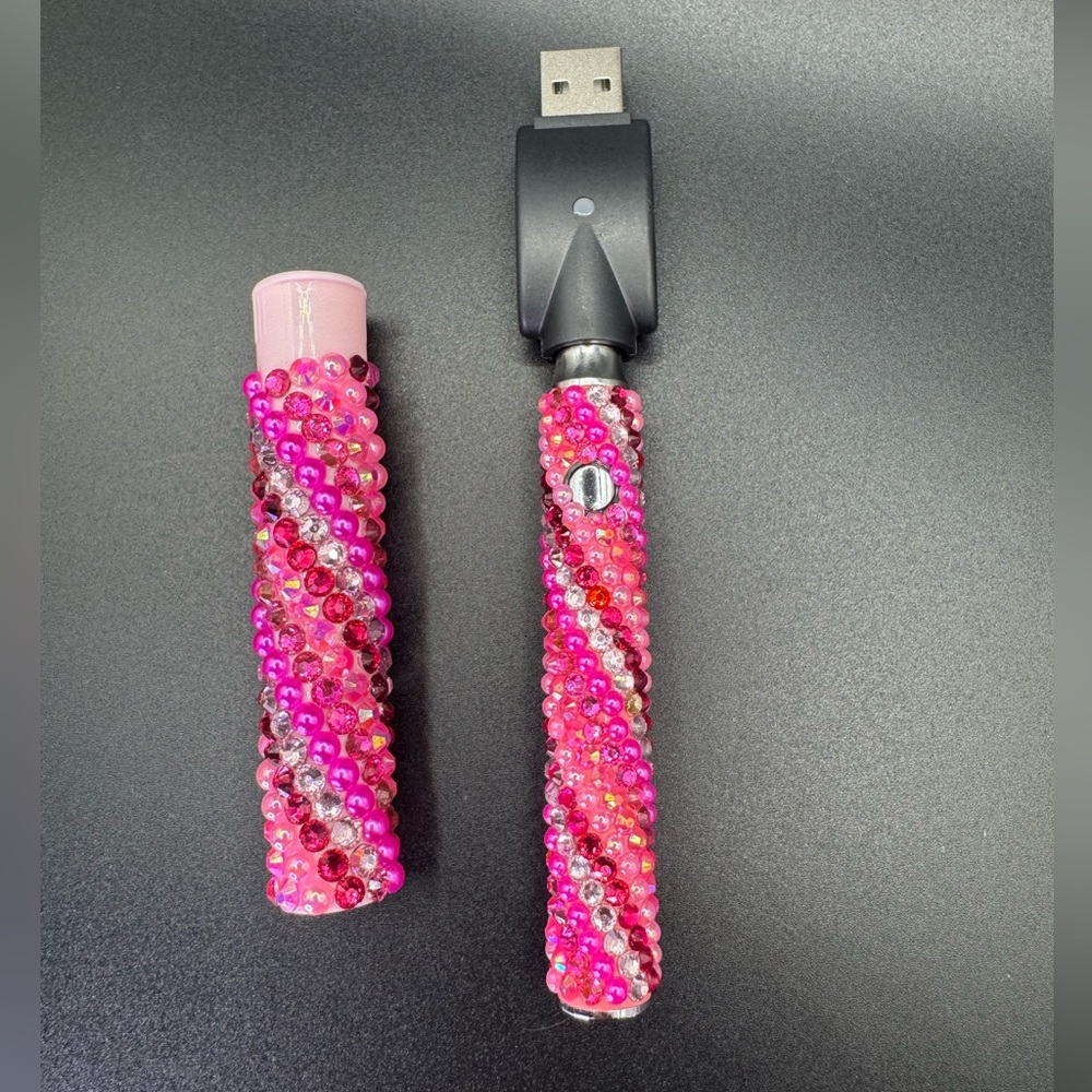 Pink Rhinestone 510 Threaded Battery & Matching J-Case💨 - Picture 2 of 3